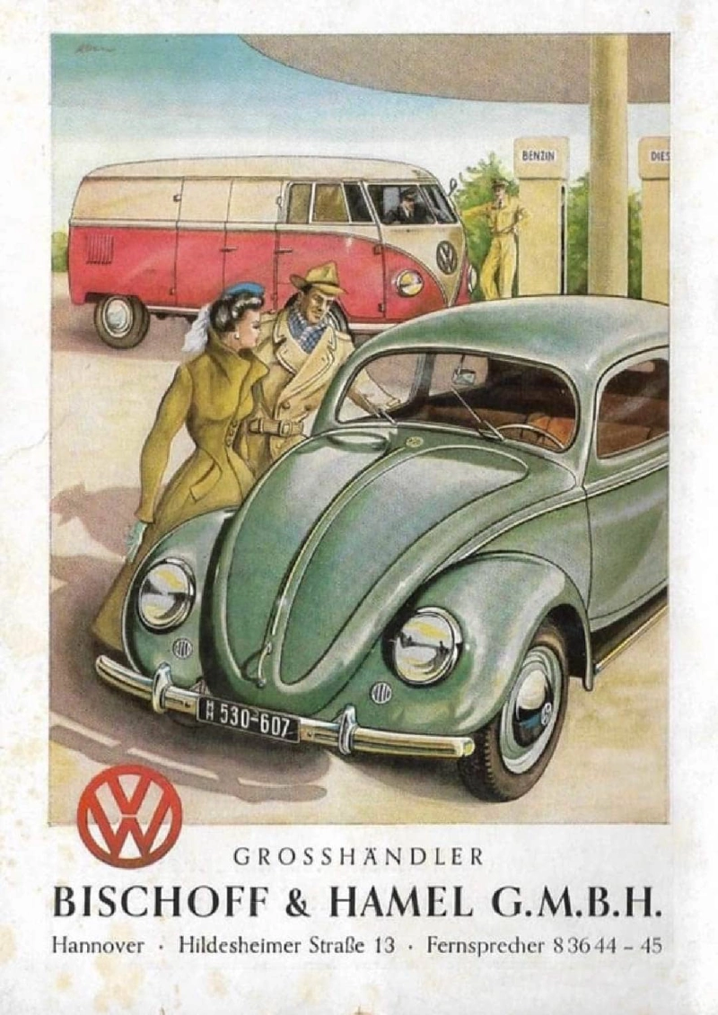 Early VW Beetle Ad VW Beetle print ad: One of the first German ads